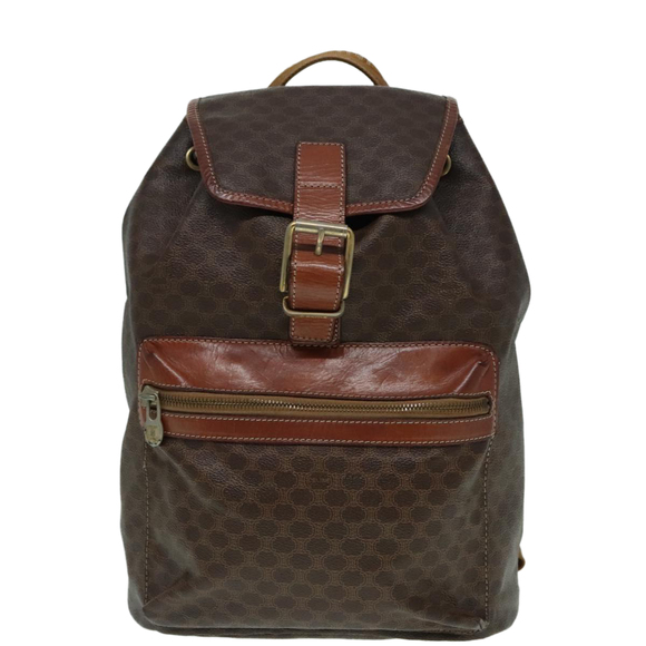 CELINE Macadam Canvas Backpack Brown Gold Auth ep5746 - Picture 2 of 16